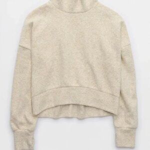 OFFLINE BY AERIE Snowday Mock Neck Sweater Women's Size S Soft Oat